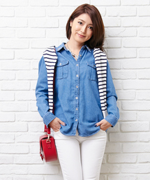 【6/19ヒルナンデスご紹介商品】装飾付デニム/シャツ-2015SS-