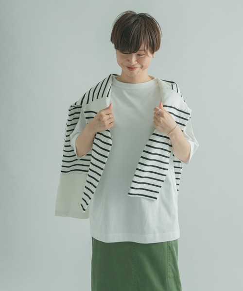 FORK&SPOON（フォークアンドスプーン）の「FORK&SPOON　ボトルネック5分袖チュニック（Tシャツ/カットソー・レディース・パープル/グリーン/ホワイト系その他・1）」の2枚目の写真