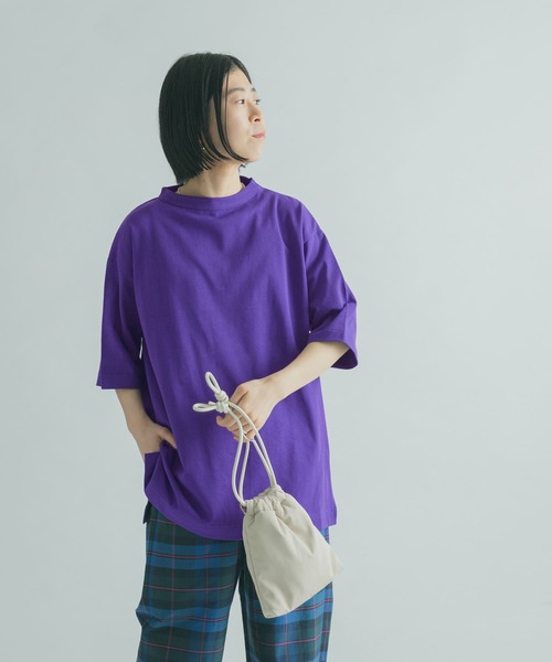 FORK&SPOON（フォークアンドスプーン）の「FORK&SPOON　ボトルネック5分袖チュニック（Tシャツ/カットソー・レディース・パープル/グリーン/ホワイト系その他・1）」の3枚目の写真