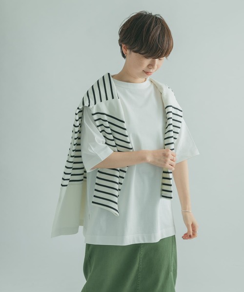 FORK&SPOON（フォークアンドスプーン）の「FORK&SPOON　ボトルネック5分袖チュニック（Tシャツ/カットソー・レディース・パープル/グリーン/ホワイト系その他・1）」の4枚目の写真