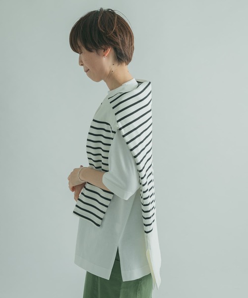 FORK&SPOON（フォークアンドスプーン）の「FORK&SPOON　ボトルネック5分袖チュニック（Tシャツ/カットソー・レディース・パープル/グリーン/ホワイト系その他・1）」の7枚目の写真