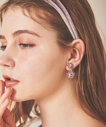 フラワーモチーフビジューイヤリング