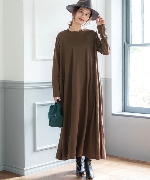 coca(coca)(コカ)の「接触冷感Aラインワンピース(ワンピース・レディース・ブラック/ブラウン・SHORT/LONG)」の1枚目の写真