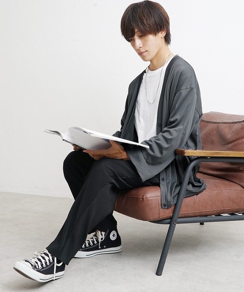 MinoriTY(マイノリティ)の「【MinoriTY】カーディガン 袖口 ロールアップ 長袖カーデ メンズ オーバーサイズ ルーズシルエット(カーディガン/ボレロ・メンズ・ブラック/チャコール/ネイビー/ブラウン・M/L)」の9枚目の写真