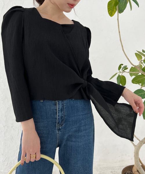 Lamoa（ラモア）の「Lamoa/スクエアネック フロントデザイン ブラウス（シャツ/ブラウス・レディース・ホワイト/ブラック/ブラウン・MEDIUM/LARGE）」の15枚目の写真