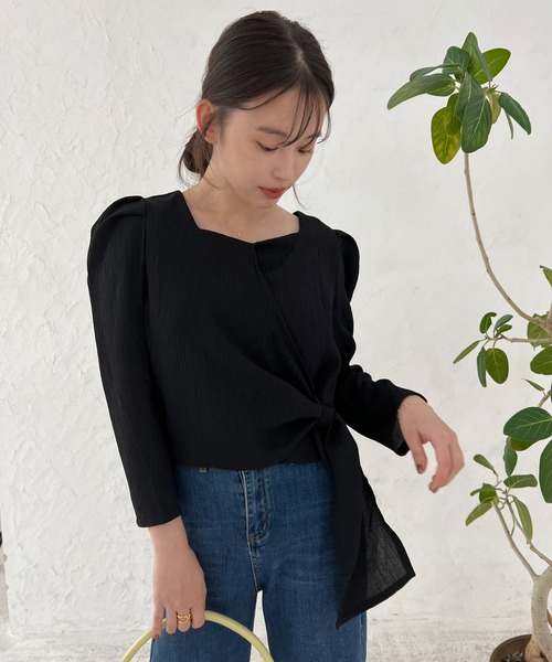 Lamoa（ラモア）の「Lamoa/スクエアネック フロントデザイン ブラウス（シャツ/ブラウス・レディース・ホワイト/ブラック/ブラウン・MEDIUM/LARGE）」の16枚目の写真