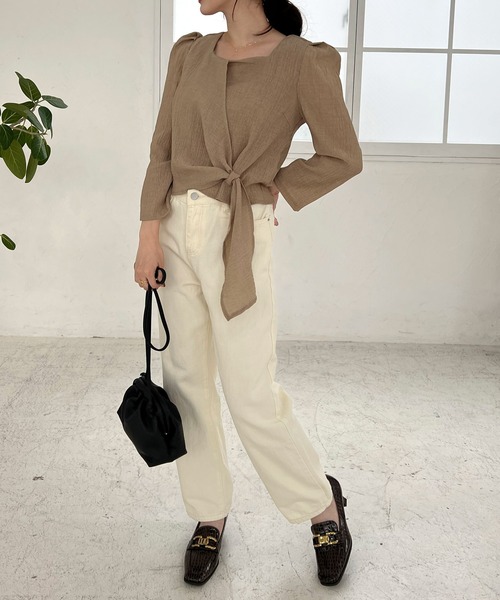 Lamoa（ラモア）の「Lamoa/スクエアネック フロントデザイン ブラウス（シャツ/ブラウス・レディース・ホワイト/ブラック/ブラウン・MEDIUM/LARGE）」の20枚目の写真