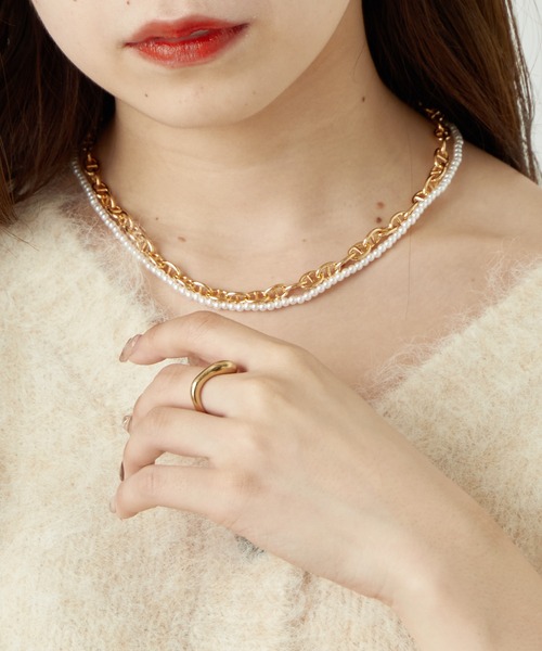 Chico(チコ)の「デザインチェーン+パールネックレスSET(ネックレス・レディース・シルバー/ゴールド・FREE)」の1枚目の写真