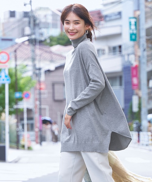 テールカットタートルネック ニットチュニック（ニット/セーター  