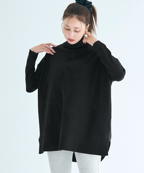 coca（coca）（コカ）の「テールカットタートルネック ニットチュニック（ニット/セーター・レディース・グレー/ブラック/ネイビー/アイボリー/ベージュ/ダークブラウン/オートミール・M/L/S）」の16枚目の写真