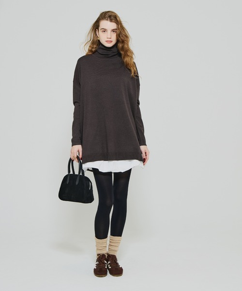 coca（coca）（コカ）の「テールカットタートルネック ニットチュニック（ニット/セーター・レディース・グレー/ブラック/ネイビー/アイボリー/ベージュ/ダークブラウン/オートミール・M/L/S）」の19枚目の写真