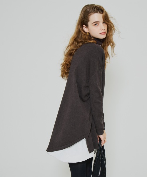 coca（coca）（コカ）の「テールカットタートルネック ニットチュニック（ニット/セーター・レディース・グレー/ブラック/ネイビー/アイボリー/ベージュ/ダークブラウン/オートミール・M/L/S）」の20枚目の写真