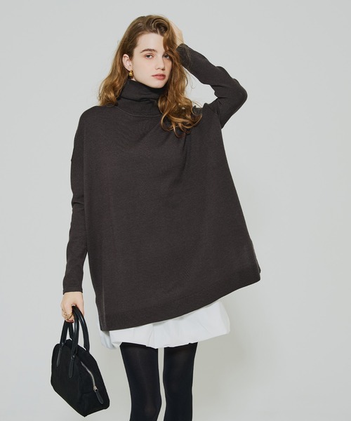 coca（coca）（コカ）の「テールカットタートルネック ニットチュニック（ニット/セーター・レディース・グレー/ブラック/ネイビー/アイボリー/ベージュ/ダークブラウン/オートミール・M/L/S）」の22枚目の写真