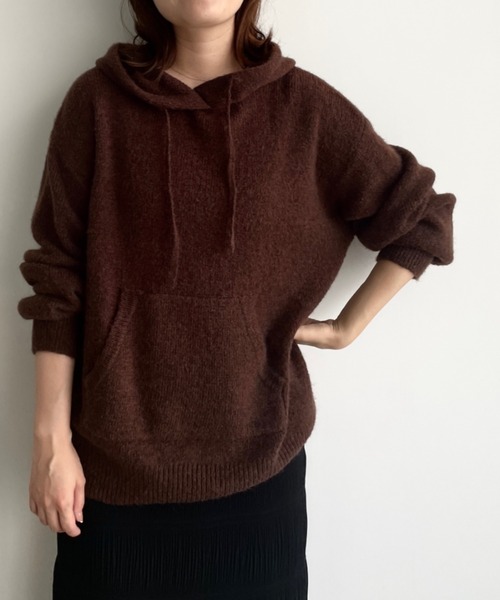 LOWRYS FARM（ローリーズファーム）の「モヘヤライクフードプルオーバー　294830（ニット/セーター・レディース・ブラウン/オレンジ/ブルー/アイボリー・MEDIUM/LARGE）」の3枚目の写真