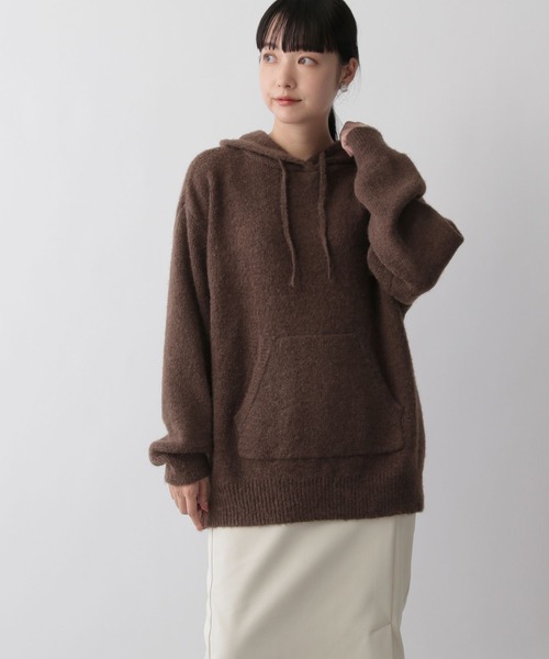 LOWRYS FARM（ローリーズファーム）の「モヘヤライクフードプルオーバー　294830（ニット/セーター・レディース・ブラウン/オレンジ/ブルー/アイボリー・MEDIUM/LARGE）」の12枚目の写真