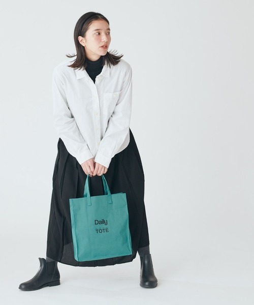 Daily russet(デイリー ラシット)の「【撥水キャンバス】アイコントートバッグ(M)(トートバッグ・レディース・ブラック/ベージュ/ブルー/グリーン/サーモンピンク/チャコール・FREE)」の13枚目の写真