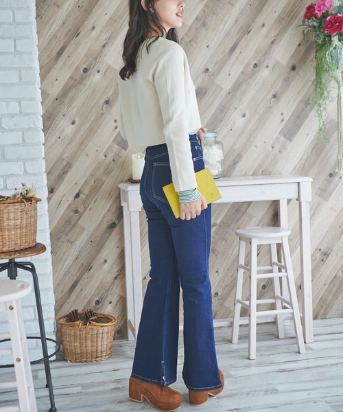 FREE'S MART（フリーズマート）の「◇ショート丈クルーネックニットカーデ（ニット/セーター・レディース・ホワイト/ブラック/パープル/ライトグリーン・FREE）」の17枚目の写真