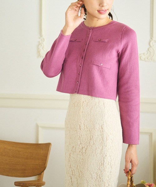 FREE'S MART（フリーズマート）の「◇ショート丈クルーネックニットカーデ（ニット/セーター・レディース・ホワイト/ブラック/パープル/ライトグリーン・FREE）」の15枚目の写真