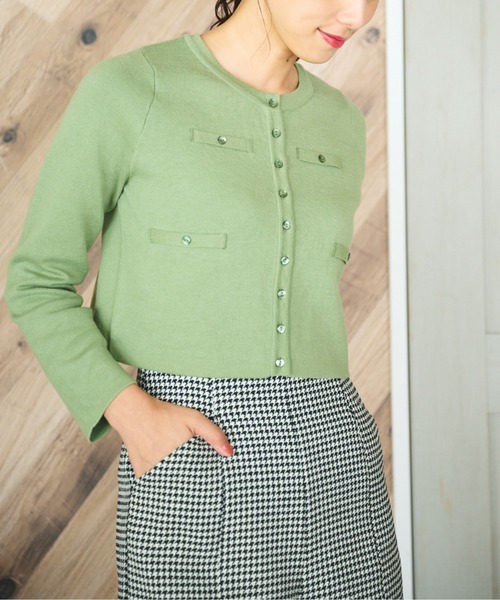 FREE'S MART（フリーズマート）の「◇ショート丈クルーネックニットカーデ（ニット/セーター・レディース・ホワイト/ブラック/パープル/ライトグリーン・FREE）」の11枚目の写真