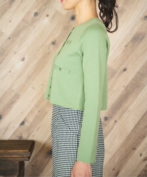 FREE'S MART（フリーズマート）の「◇ショート丈クルーネックニットカーデ（ニット/セーター・レディース・ホワイト/ブラック/パープル/ライトグリーン・FREE）」の8枚目の写真