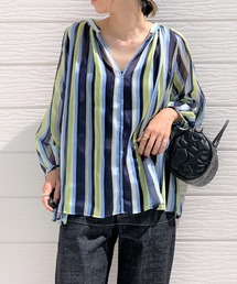 Q | ラメストライプエアシャイン(シャツ/ブラウス)