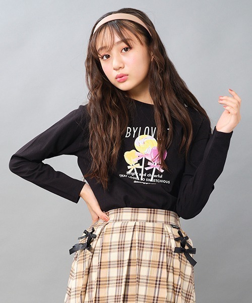 by LOVEiT（バイラビット）の「ロリーポップ長袖Ｔシャツ（Tシャツ/カットソー・キッズ・ラベンダー/ピンク/ミント/ブラック・150cm/160cm/120cm/130cm/140cm）」の12枚目の写真