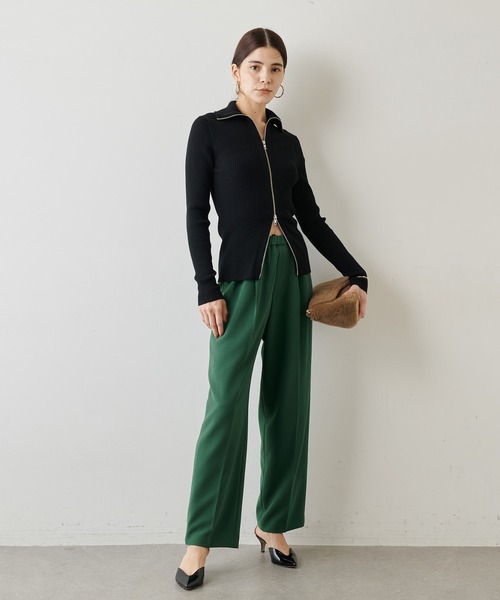 Whim Gazette(ウィムガゼット)の「ダブルクロスストレッチパンツ(スラックス・レディース・スカイブルー/ベージュ/グリーン/オフホワイト/パープル・FREE)」の14枚目の写真