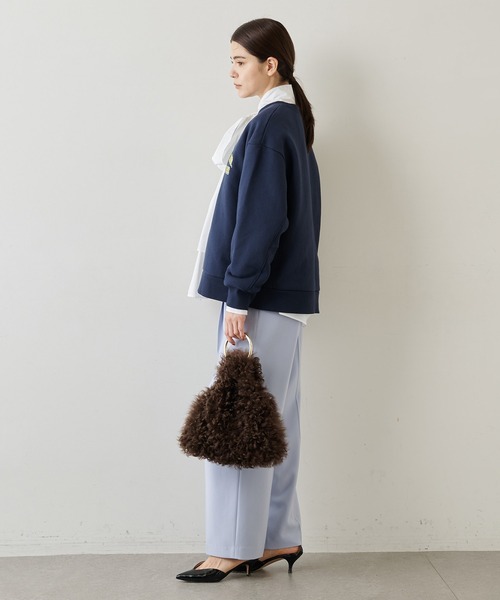 Whim Gazette(ウィムガゼット)の「ダブルクロスストレッチパンツ(スラックス・レディース・スカイブルー/ベージュ/グリーン/オフホワイト/パープル・FREE)」の9枚目の写真