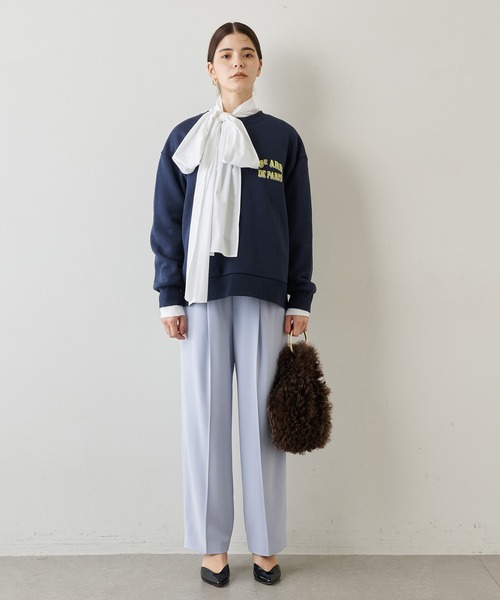 Whim Gazette(ウィムガゼット)の「ダブルクロスストレッチパンツ(スラックス・レディース・スカイブルー/ベージュ/グリーン/オフホワイト/パープル・FREE)」の13枚目の写真