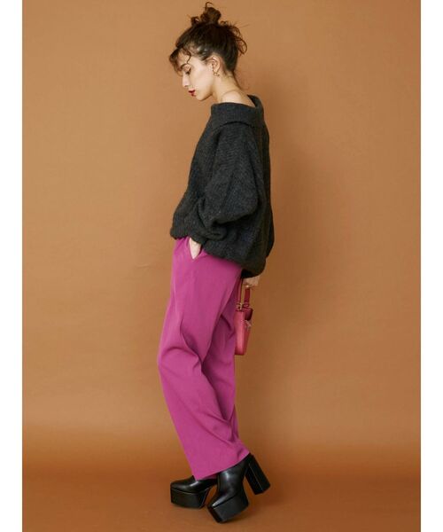 EVRIS（エヴリス）の「オープンカラールーズニットトップス（ニット/セーター・レディース・グレー/ブルー/アイボリー・FREE）」の7枚目の写真