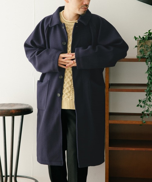 ITEMS URBANRESEARCH（アイテムズ アーバンリサーチ）の「ウールライクメルトン バルマカーンコート（ステンカラーコート・メンズ・チャコールグレー/ブラック/ネイビー・MEDIUM/LARGE）」の4枚目の写真