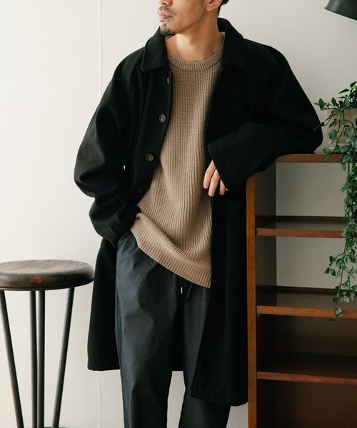 ITEMS URBANRESEARCH（アイテムズ アーバンリサーチ）の「ウールライクメルトン バルマカーンコート（ステンカラーコート・メンズ・チャコールグレー/ブラック/ネイビー・MEDIUM/LARGE）」の8枚目の写真