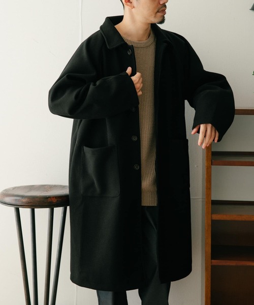 ITEMS URBANRESEARCH（アイテムズ アーバンリサーチ）の「ウールライクメルトン バルマカーンコート（ステンカラーコート・メンズ・チャコールグレー/ブラック/ネイビー・MEDIUM/LARGE）」の14枚目の写真