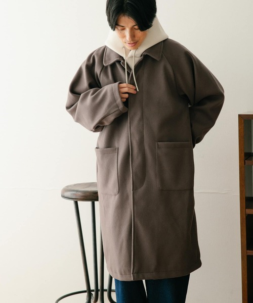 ITEMS URBANRESEARCH（アイテムズ アーバンリサーチ）の「ウールライクメルトン バルマカーンコート（ステンカラーコート・メンズ・チャコールグレー/ブラック/ネイビー・MEDIUM/LARGE）」の18枚目の写真