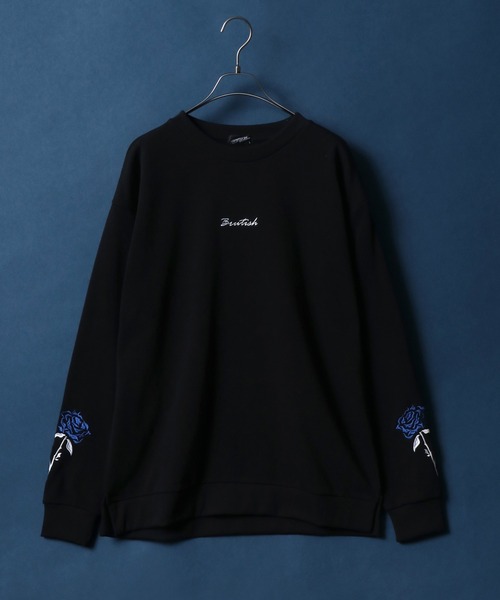 ANPAS（アンパス）の「Fleece Lining Rose Embroidery Oversized Sweatshirt/裏起毛 ワンポイント フラワー 薔薇刺繍 オーバーサイズ スウェット トップス トレーナー メンズ（スウェット・メンズ・ホワイト系その他/ブラック系その他/ホワイト系その他2/ホワイト系その他3/ブラック系その他2/ブラック系その他3・M/L）」の6枚目の写真