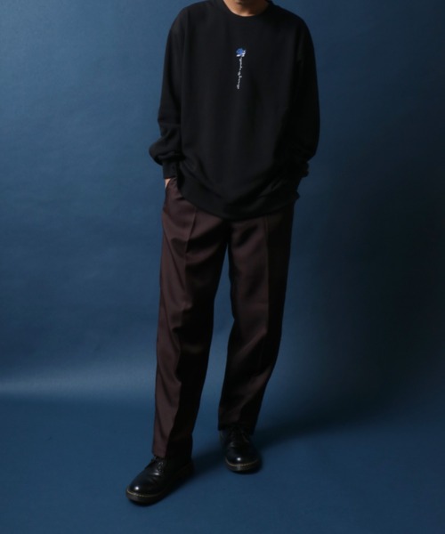 ANPAS（アンパス）の「Fleece Lining Rose Embroidery Oversized Sweatshirt/裏起毛 ワンポイント フラワー 薔薇刺繍 オーバーサイズ スウェット トップス トレーナー メンズ（スウェット・メンズ・ホワイト系その他/ブラック系その他/ホワイト系その他2/ホワイト系その他3/ブラック系その他2/ブラック系その他3・M/L）」の15枚目の写真