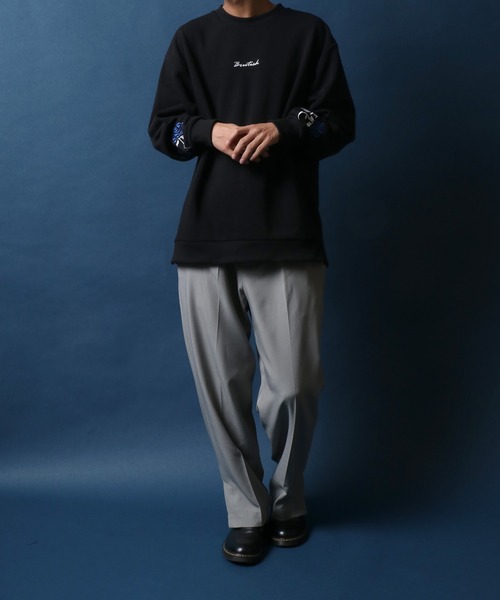 ANPAS（アンパス）の「Fleece Lining Rose Embroidery Oversized Sweatshirt/裏起毛 ワンポイント フラワー 薔薇刺繍 オーバーサイズ スウェット トップス トレーナー メンズ（スウェット・メンズ・ホワイト系その他/ブラック系その他/ホワイト系その他2/ホワイト系その他3/ブラック系その他2/ブラック系その他3・M/L）」の18枚目の写真