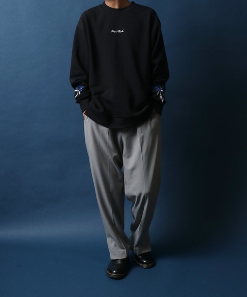 ANPAS（アンパス）の「Fleece Lining Rose Embroidery Oversized Sweatshirt/裏起毛 ワンポイント フラワー 薔薇刺繍 オーバーサイズ スウェット トップス トレーナー メンズ（スウェット・メンズ・ホワイト系その他/ブラック系その他/ホワイト系その他2/ホワイト系その他3/ブラック系その他2/ブラック系その他3・M/L）」の19枚目の写真