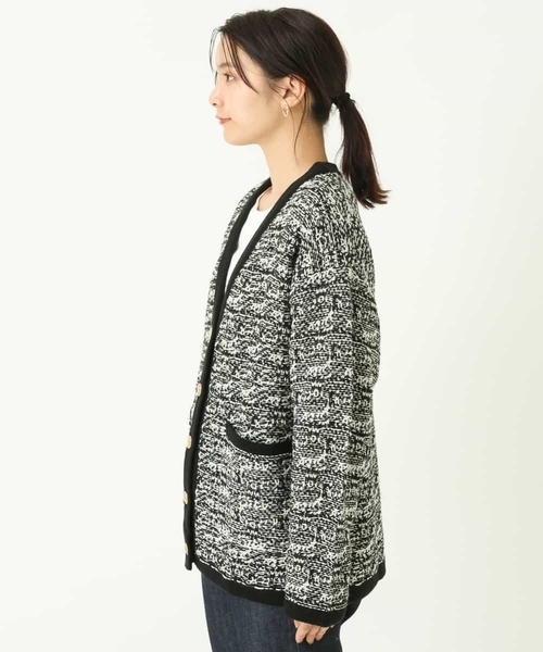 メ*7様 FOXEY ベージュ ツイード ジャケット ボレロ カーディガン ウー a.v.v（アーヴェヴェ）の「ツイード調Vネックニットカーディガン