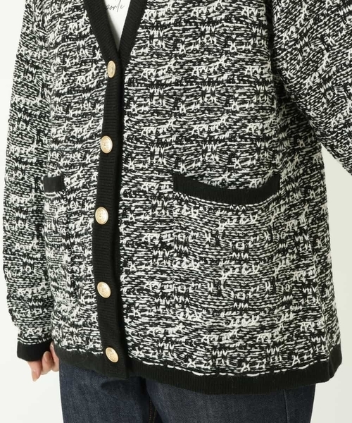 a.v.v（アーヴェヴェ）の「ツイード調Vネックニットカーディガン