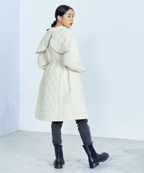 fredy emue（フレディエミュ）の「キルティングフードZIPコート（ダウンジャケット/コート・レディース・ブラック/オフホワイト・38）」の13枚目の写真