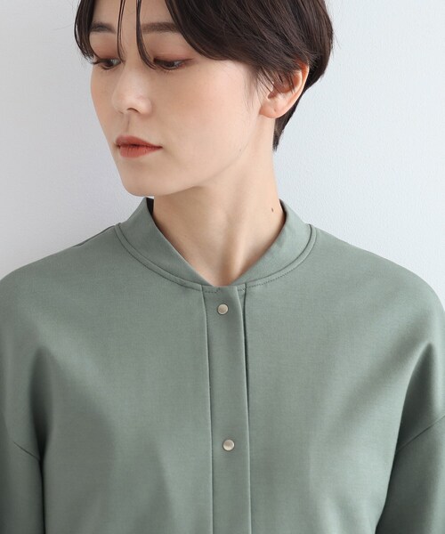 INDIVI（インディヴィ）の「【LIFE/SETUP可能】ハイストレッチブルゾン（カーディガン/ボレロ・レディース・ライトグリーン/チャコールグレー・38/34）」の7枚目の写真