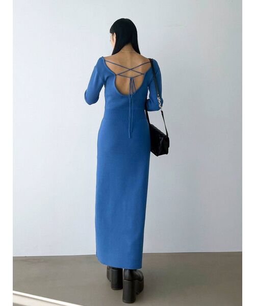 EMODA（エモダ）の「バックレースアップロングワンピース（ワンピース・レディース・ブラック/ブルー・FREE）」の5枚目の写真