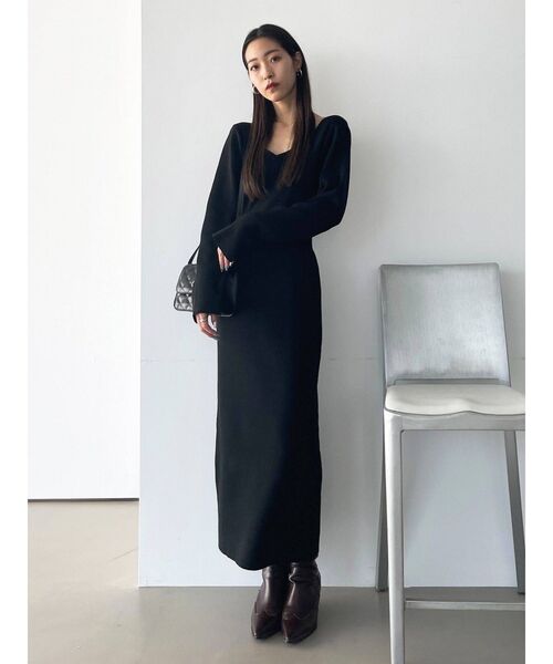 EMODA（エモダ）の「バックレースアップロングワンピース（ワンピース・レディース・ブラック/ブルー・FREE）」の8枚目の写真