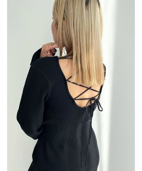 EMODA（エモダ）の「バックレースアップロングワンピース（ワンピース・レディース・ブラック/ブルー・FREE）」の14枚目の写真