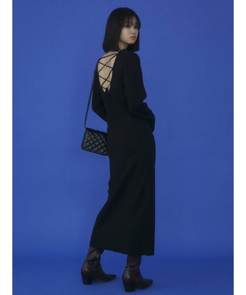 EMODA（エモダ）の「バックレースアップロングワンピース（ワンピース・レディース・ブラック/ブルー・FREE）」の16枚目の写真