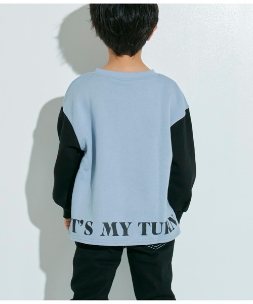 ANAP kids（アナップキッズ）の「袖バイカラー裏毛トレーナー（スウェット・キッズ・スミクロ/サックスブルー・130cm/110cm/120cm）」の6枚目の写真