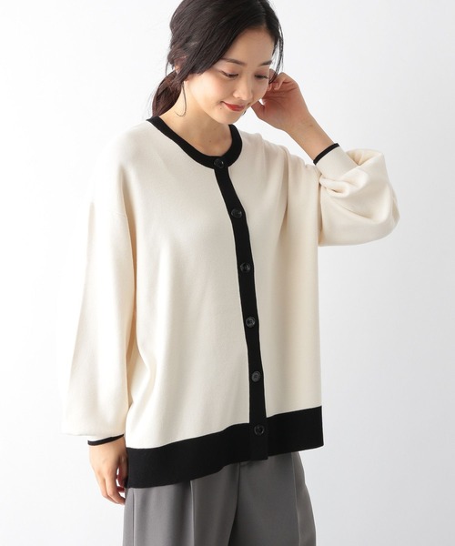 GLOBAL WORK(グローバルワーク)の「トリプルイージークルーカーディガン長袖/163497(カーディガン/ボレロ・レディース・グリーン/ブラック系その他/グレイッシュベージュ/アイボリー系/サックスブルー・MEDIUM/LARGE)」の4枚目の写真