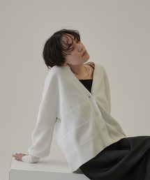 SALON adam et rope' | Vネックリブカーディガン-CreamyCotton /クリーミーコットン-(カーディガン/ボレロ)