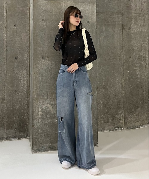 EPIMI E'PIMMY（エピミエピミー）の「モノグラムシアートップス（Tシャツ/カットソー・レディース・ホワイト/ブラック/ピンクベージュ/チャコールグレー・MEDIUM）」の8枚目の写真